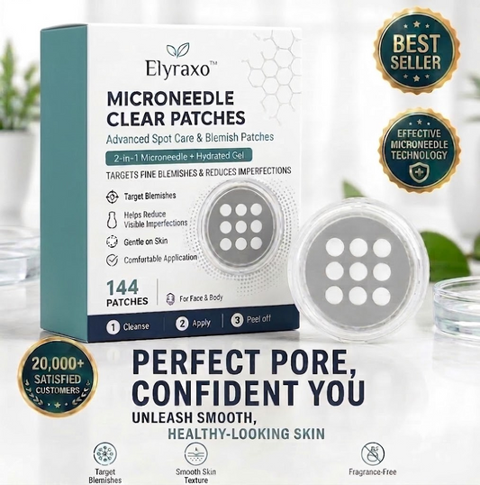 Elyraxo™ MicroNeedle Clear Skin Patches – 144 Hydrocolloid Patches for Blemishes, Skin Imperfections & Targeted Skin Care