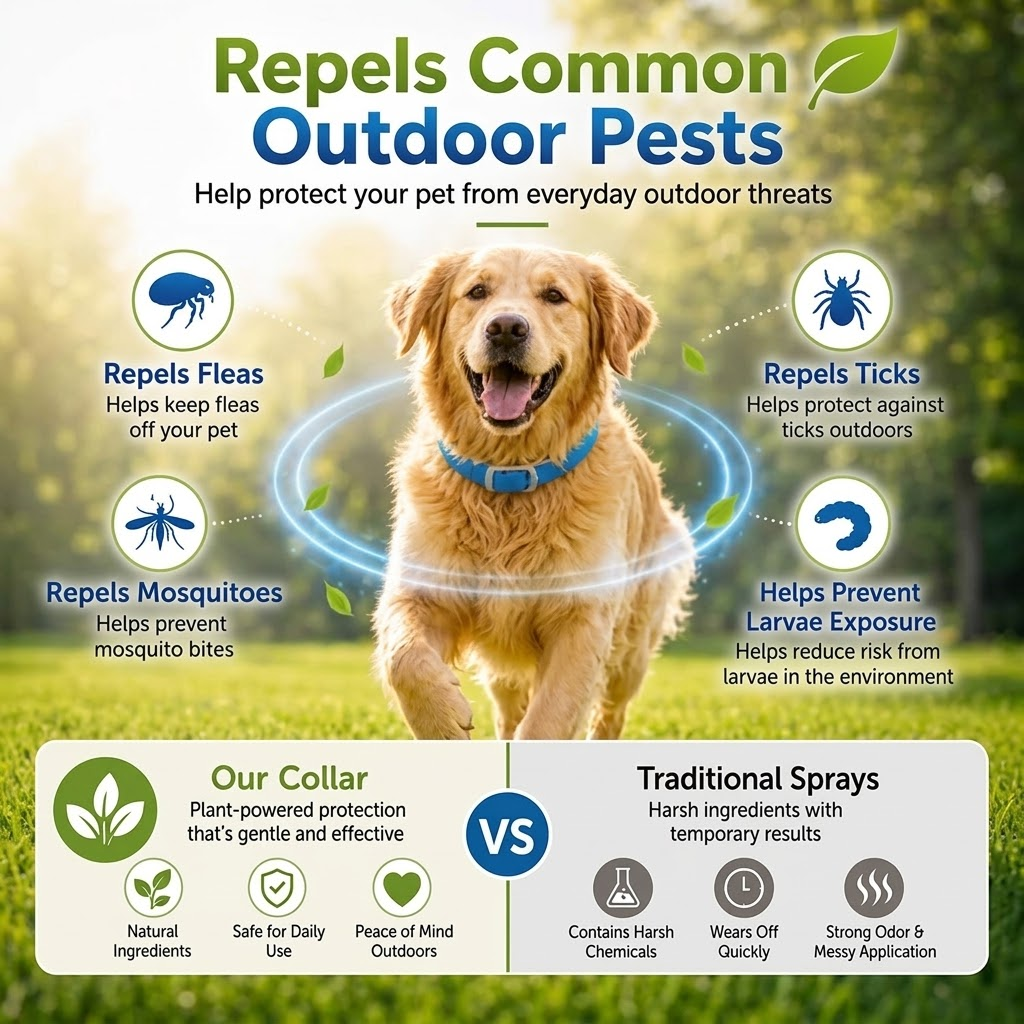 2-in-1 Natural Essential Oil Pet Pest Repellent & Calming Pheromone Collar