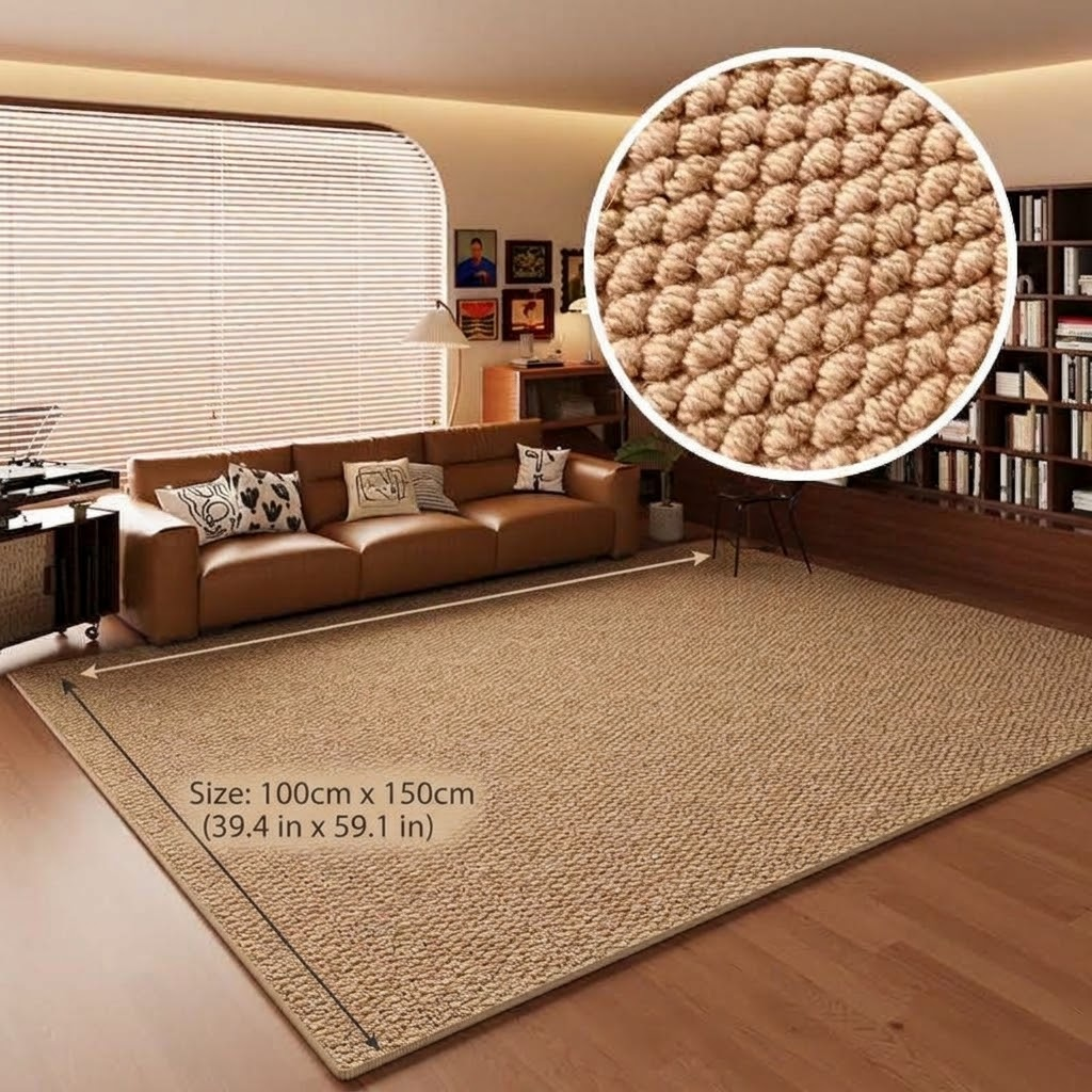 Modern Minimalist Faux Sisal Area Rug