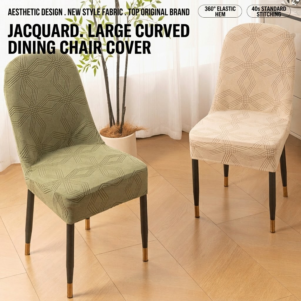 Jacquard Floral Curved Dining Chair Cover