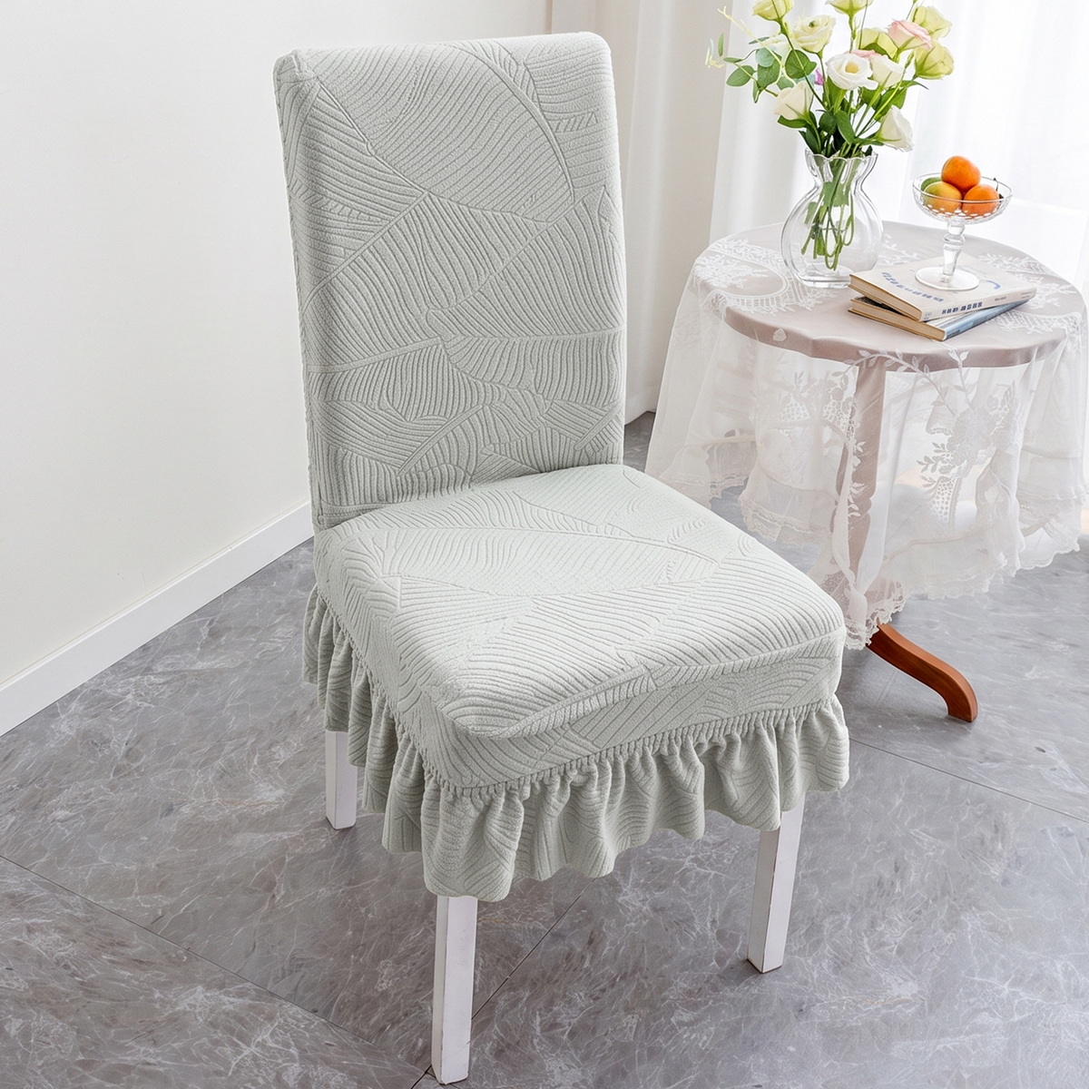 Stretch Chair Cover with Elegant Ruffled Hem