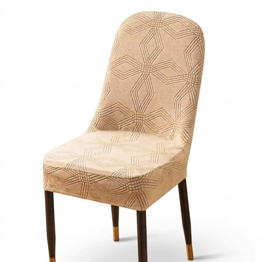 Jacquard Floral Curved Dining Chair Cover