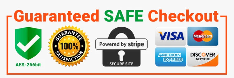 Guaranteed SAFE Checkout Visa Mastercard Amex Discover Stripe secure payment
