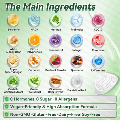 Metabolic Nano Microneedle Patchus (Just once a day, visible changes in 7 days) Berberine+ Moringa Formula  For obesity, Looseskin,diabetes, sleep apnea, joint issues, and more