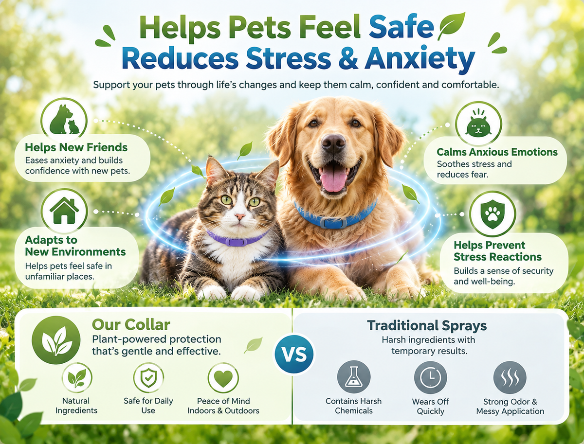 2-in-1 Natural Essential Oil Pet Pest Repellent & Calming Pheromone Collar