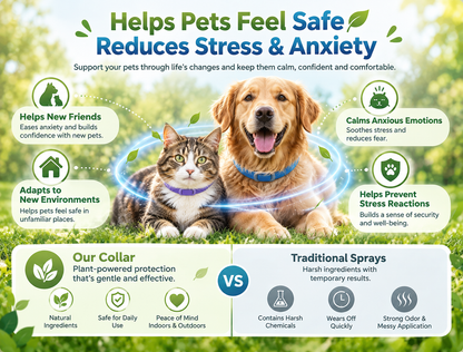2-in-1 Natural Essential Oil Pet Pest Repellent & Calming Pheromone Collar